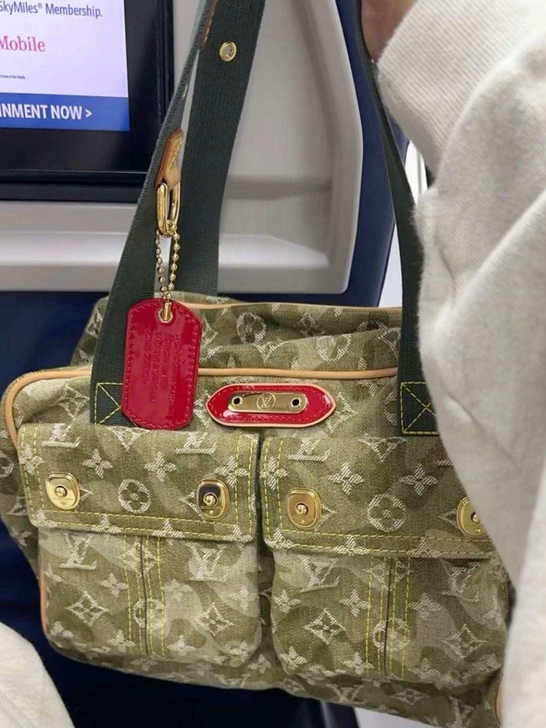 Louis Vuitton x Takashi Murakami Khaki Denim Camo Bag