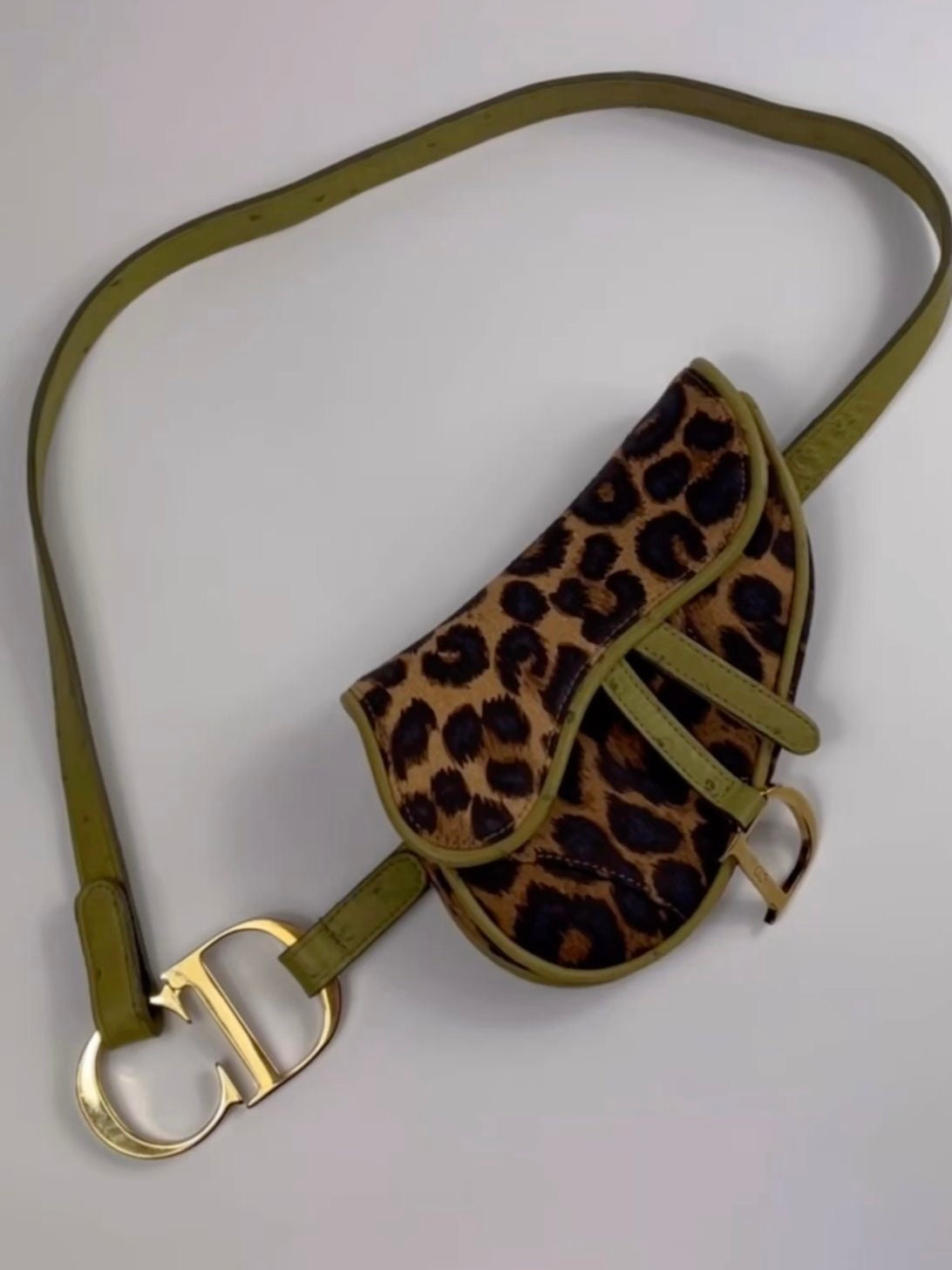Dior Leopard Print Mini Saddle Belt Bag
