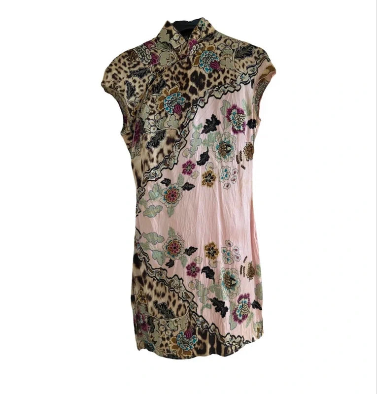 Roberto Cavalli SS 2003 Cheongsam Silk Dress - S