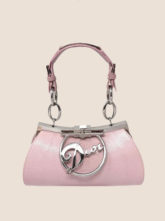Christian Dior 2000 Pink Snakeskin Exotic Skin Diva bag