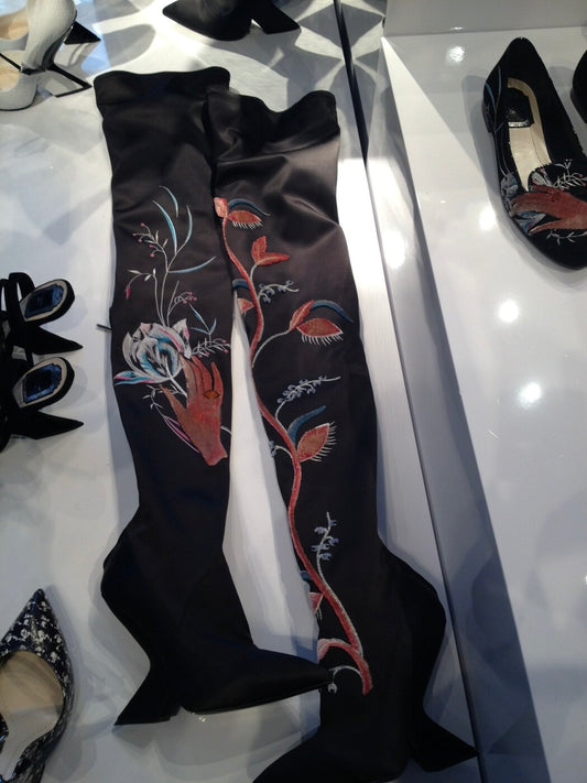 Dior Satin Embroidered Boots - 38