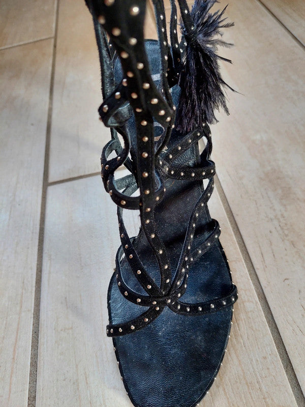 Dior Galliano Feather Gladiator Heels - 37.5