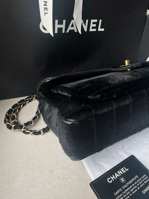 Chanel Pony Hair & Velvet Chocolate Bar Flap Bag