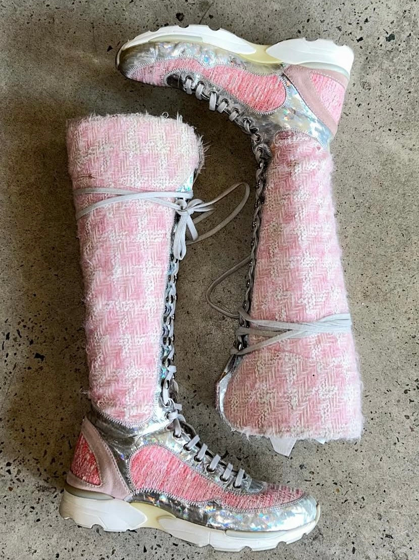 Chanel Tweed Boots - 38