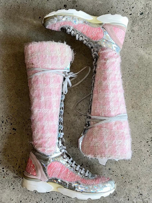 Chanel Tweed Boots - 38