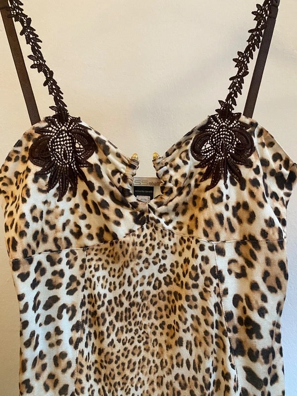 Cavalli Leopard Print Fishtail Dress - M