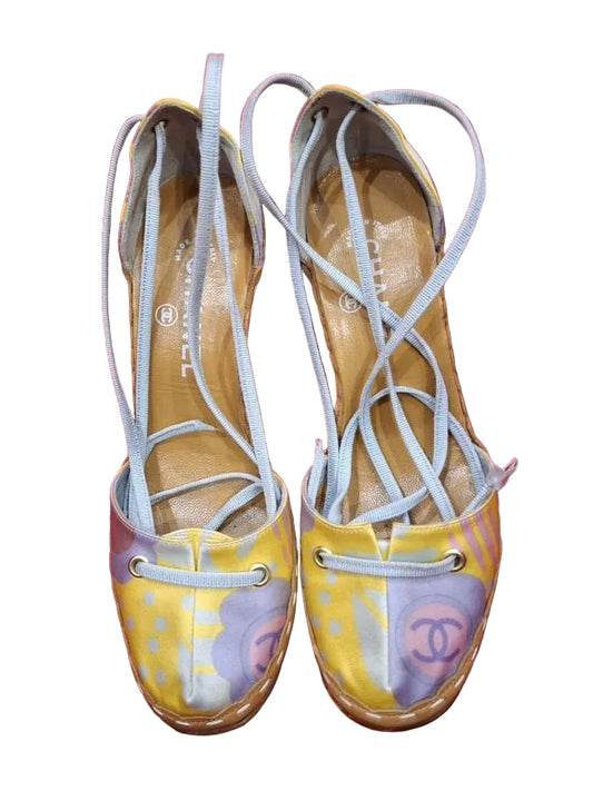 Chanel 2003 Lace Up Pump Heels - 37 + 38.5