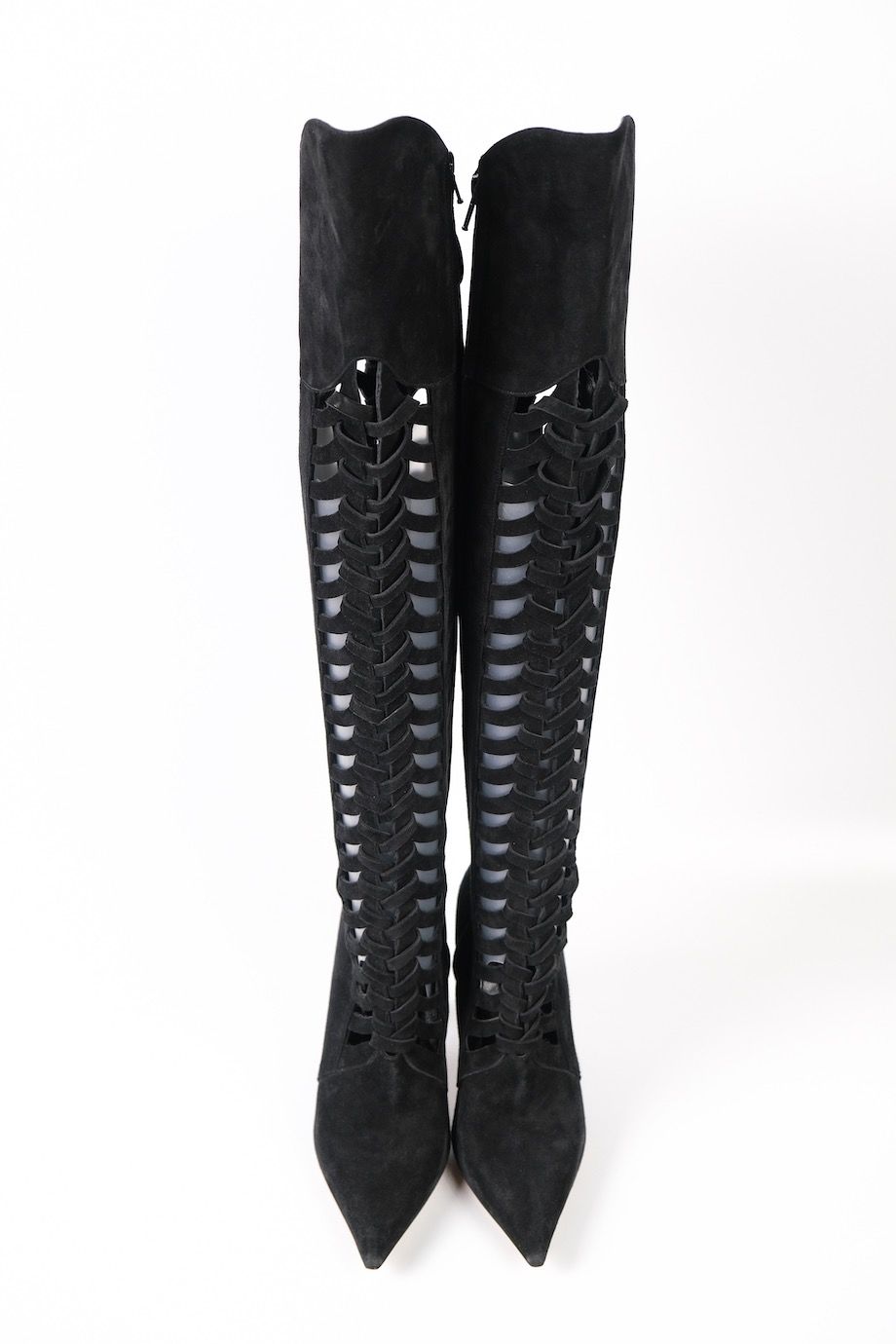 Versace F/W 2014 Laser Cut Out Suede Boots - 38