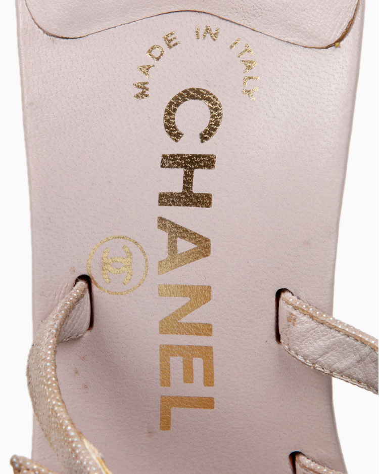 Chanel Rhinestone Strappy Heels - 37.5
