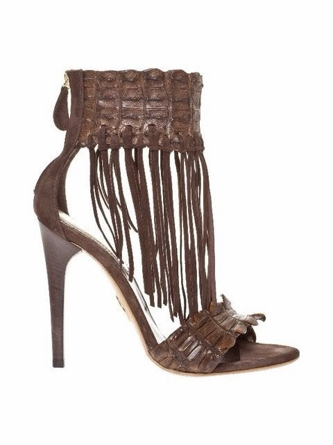 Roberto Cavalli Crocodile Fringe Heels - 38