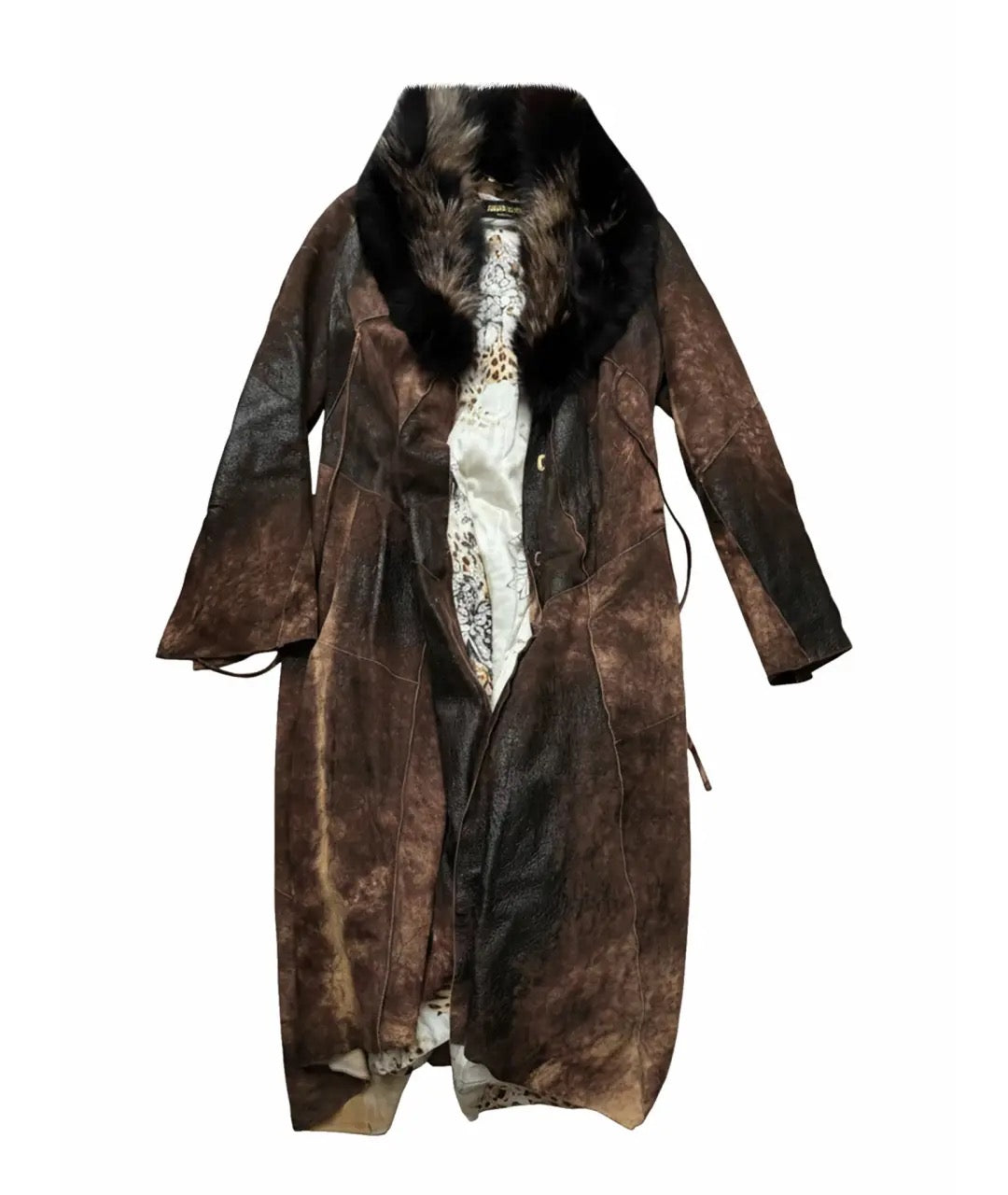 Roberto Cavalli Sheepskin with Fox Fur Trim Coat - S