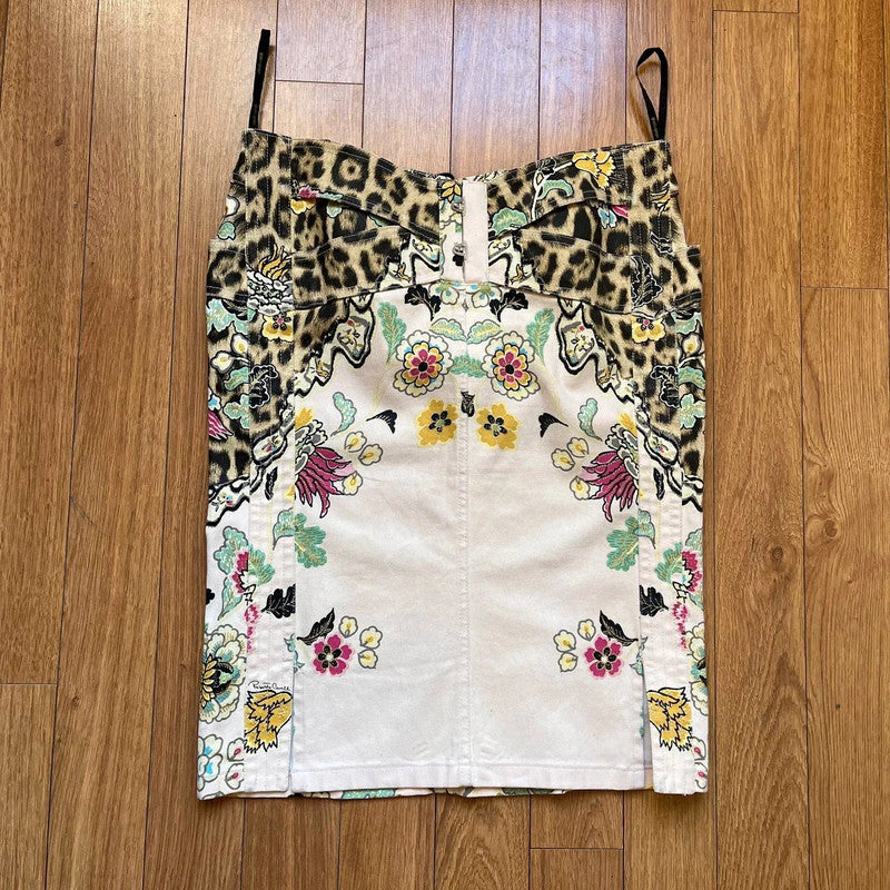 Roberto Cavalli Cheongsam Corset Lace Up Skirt - M
