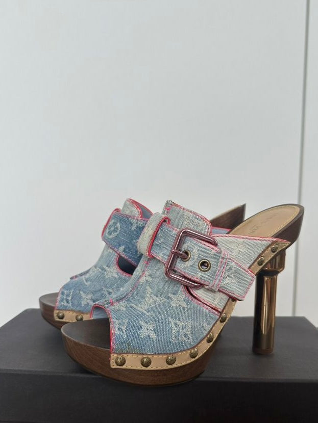 Louis Vuitton Denim Heels - 37/38