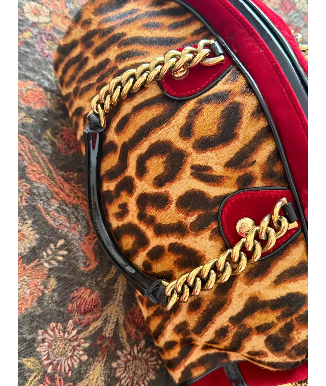 Dior Leopard Print Pony Hair Gambler Bag