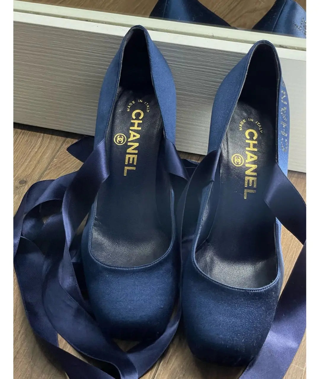 Chanel Ballet Satin Lace Up Heels - 35.5