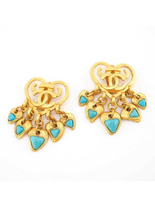 Chanel Vintage 1995 Turquoise Fringe Earrings