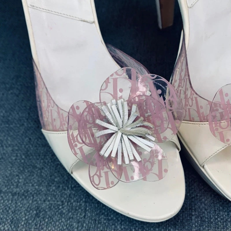 Dior Trotter Monogram Flower Heels - 39.5