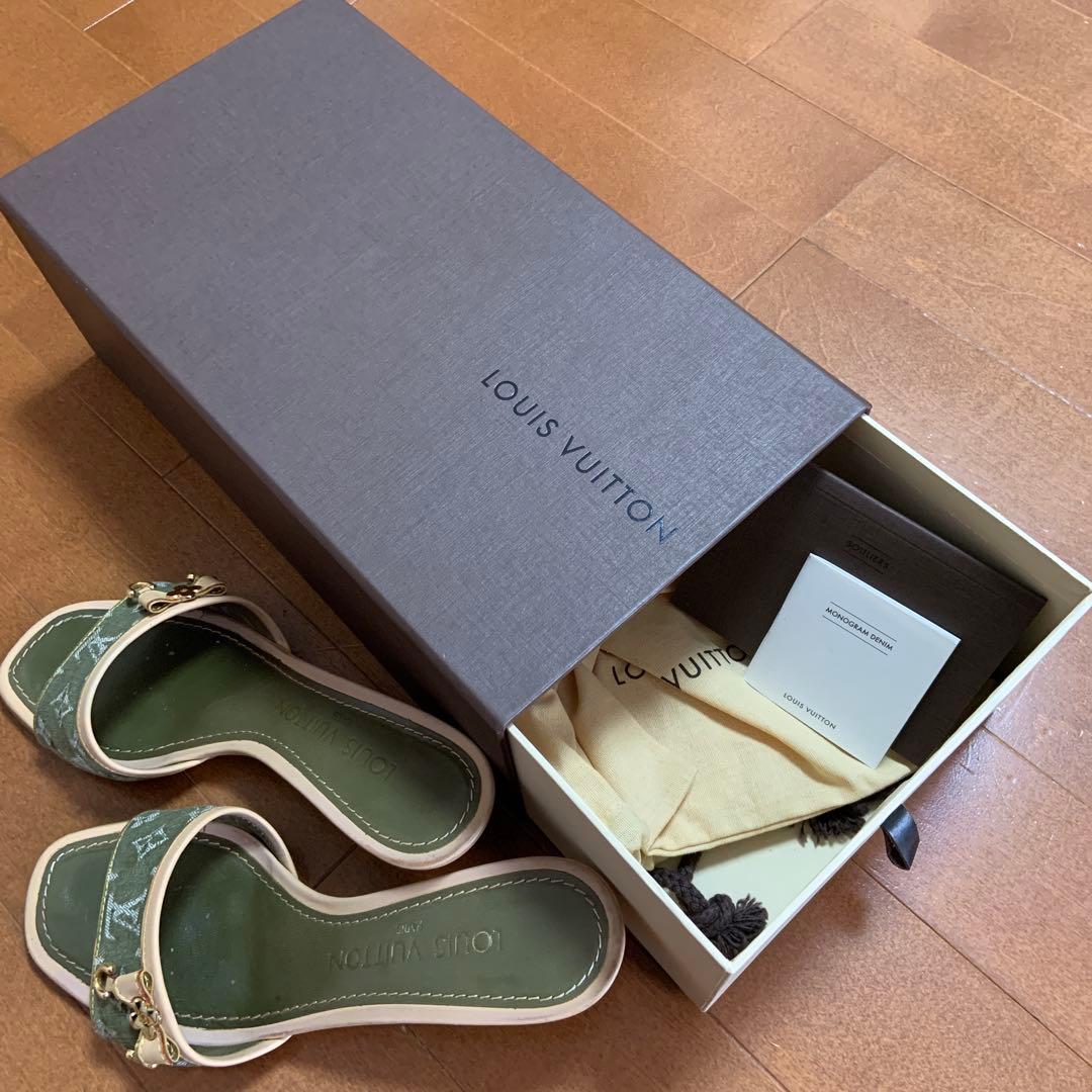 Louis Vuitton Khaki Denim Mules  - 35/35.5