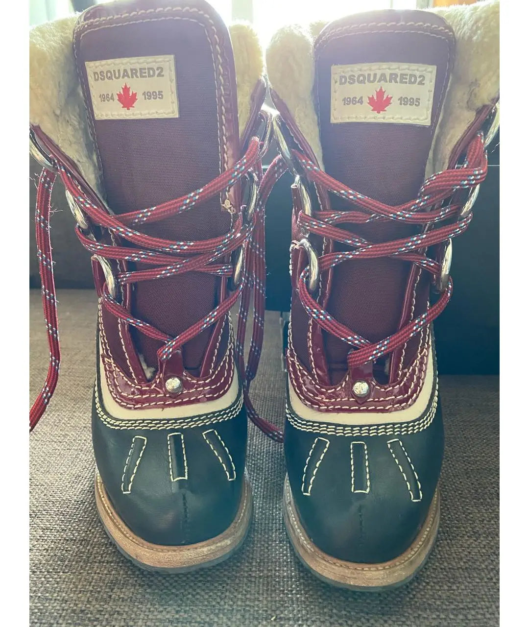 Dsquared2 Shearling Ankle Boots Green & Red - 38/38.5