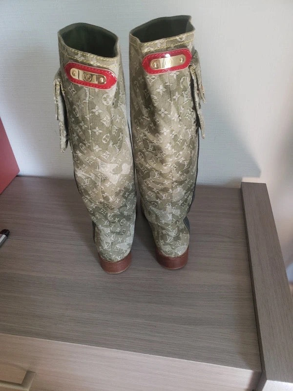 Louis Vuitton x Takashi Murakami Denim Monogram Boots - 39