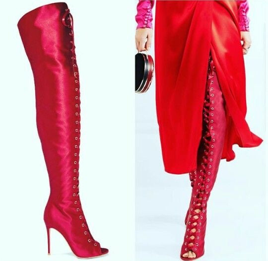 Gianvito Rossi Marie Satin Lace Up Boots Brand New - 39