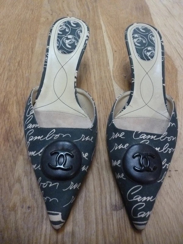 Chanel Logo Mules - 38.5