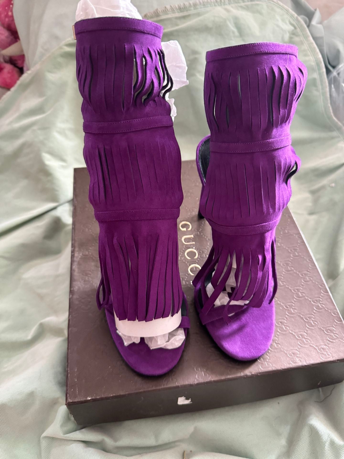 Gucci Becky Fringe Heels - 36.5