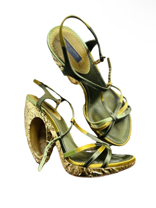Louis Vuitton Gold Wedges - 38.5