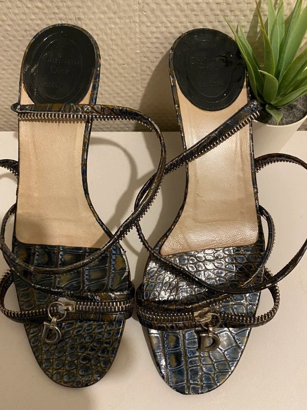 Dior Snakeskin Zip Heels - 37.5