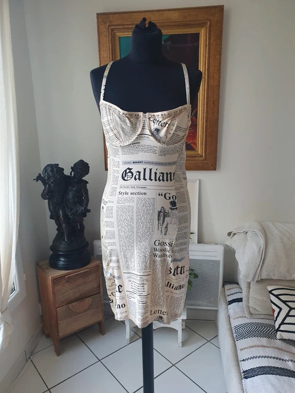 Galliano Newspaper Mini Dress - L