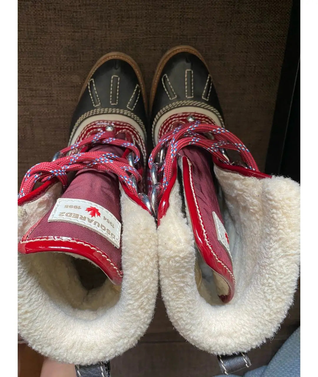 Dsquared2 Shearling Ankle Boots Green & Red - 38/38.5