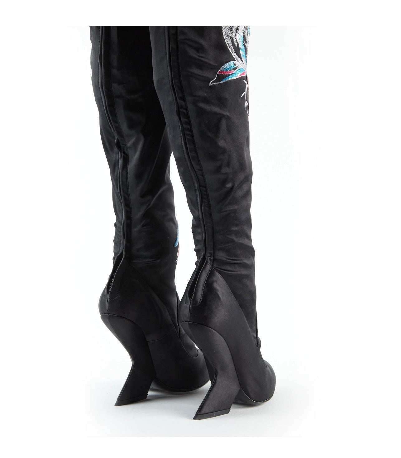 Dior Satin Embroidered Boots - 38