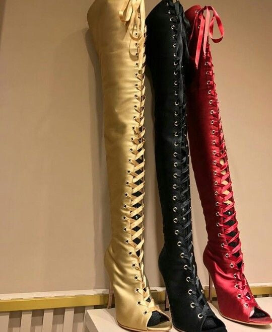 Gianvito Rossi Marie Satin Lace Up Boots Brand New - 39
