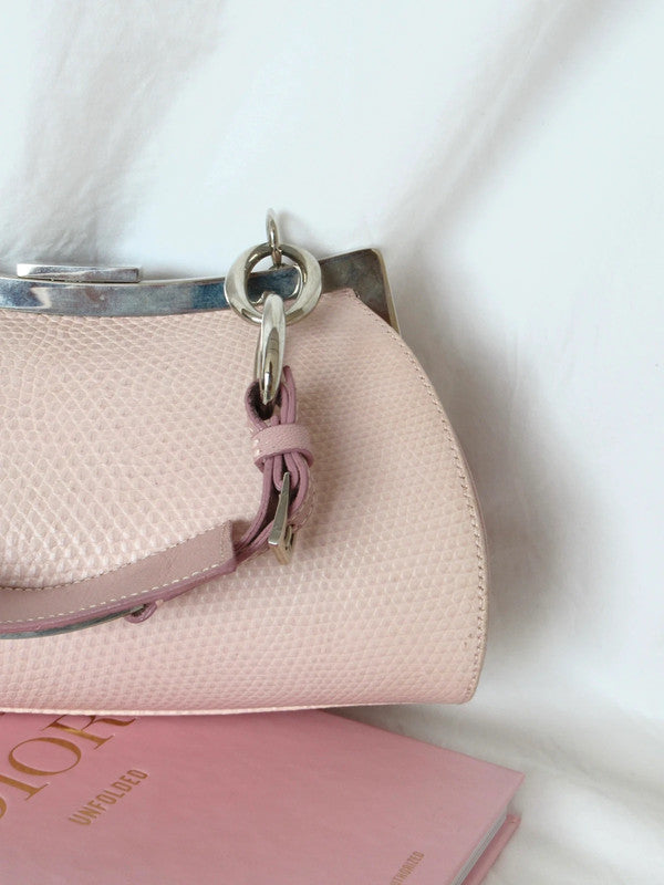 Christian Dior 2000 Pink Snakeskin Exotic Skin Diva bag