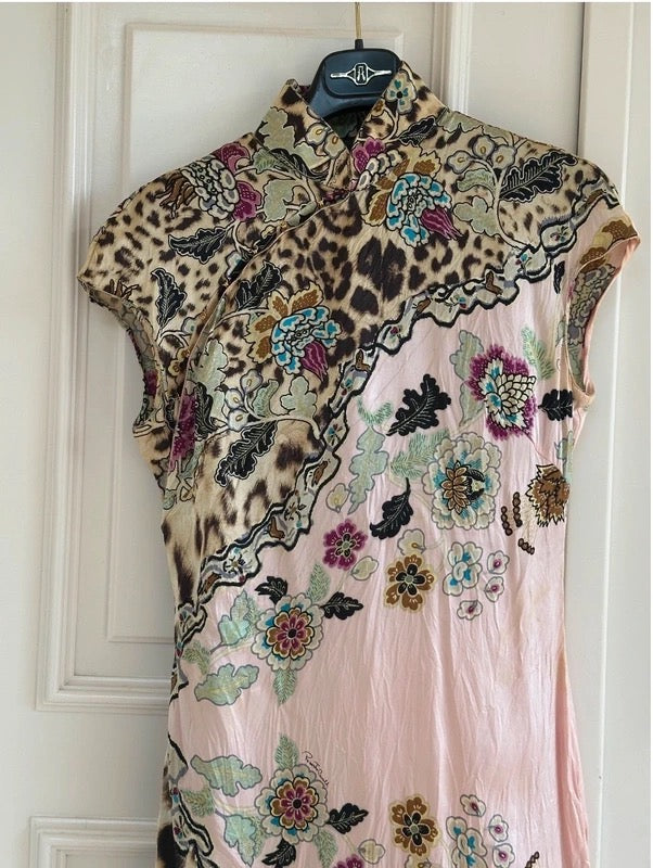 Roberto Cavalli SS 2003 Cheongsam Silk Dress - S