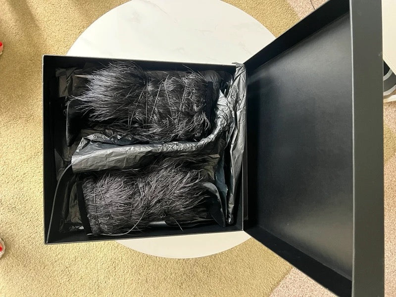 Saint Laurent Yeti Ostrich Feather Ankle Boot Brand New - 39