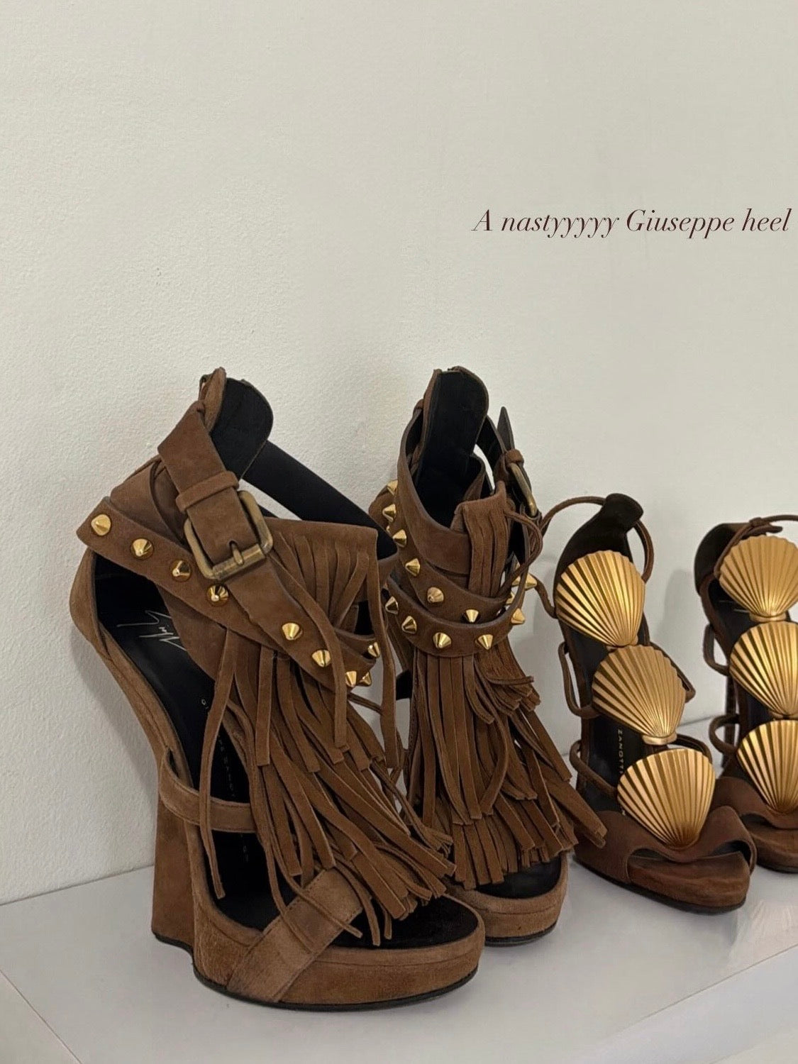 Giuseppe Zanotti Suede Fringe Wedge Heel - 37/38