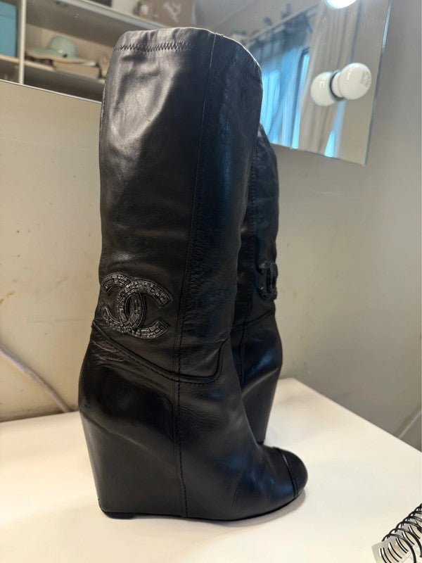 Chanel CC Logo Diamanté Boots - 39