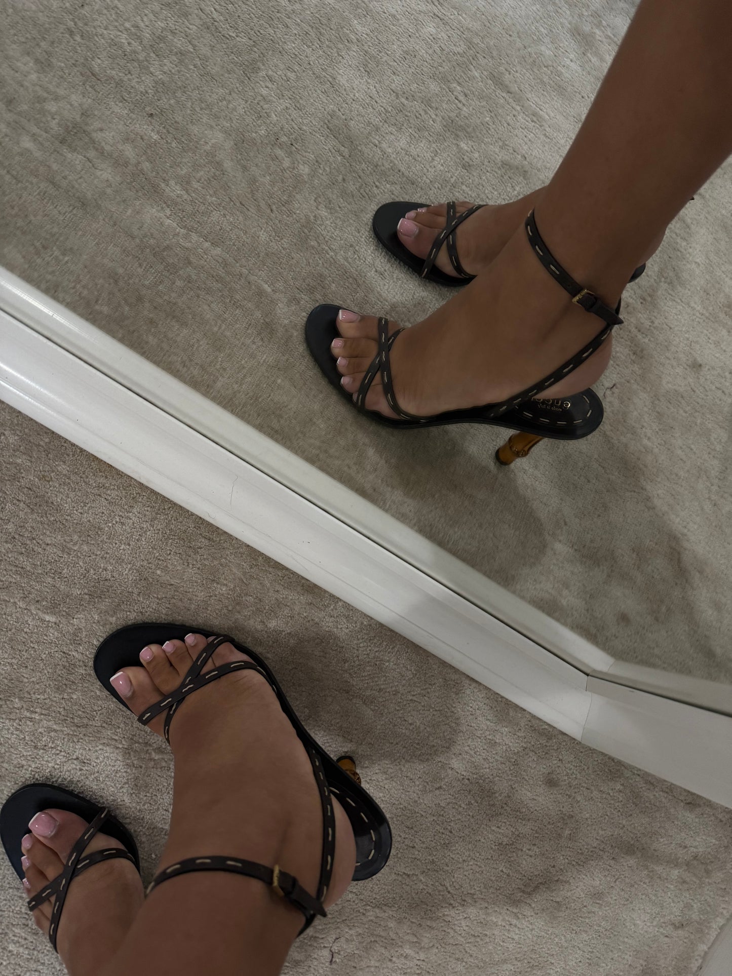 Gucci by Tom Ford Bamboo Heels Brown Strap - 40/40.5