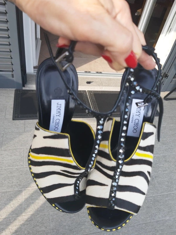 Jimmy Choo Zebra Pony Hair Wedge Heels - 36,38 + 39