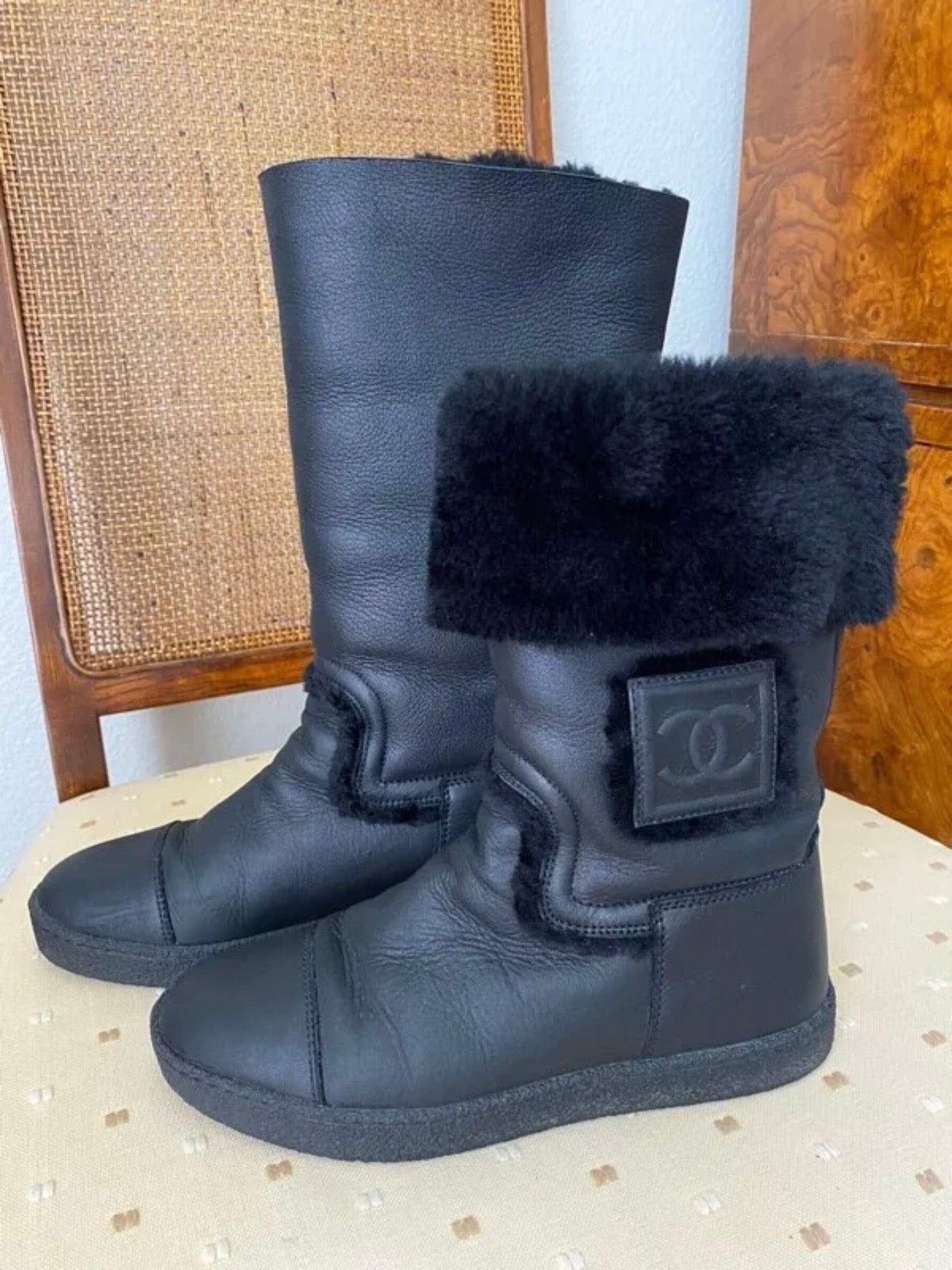 Chanel “Ugg” Shearling Boots Matte - 35.5
