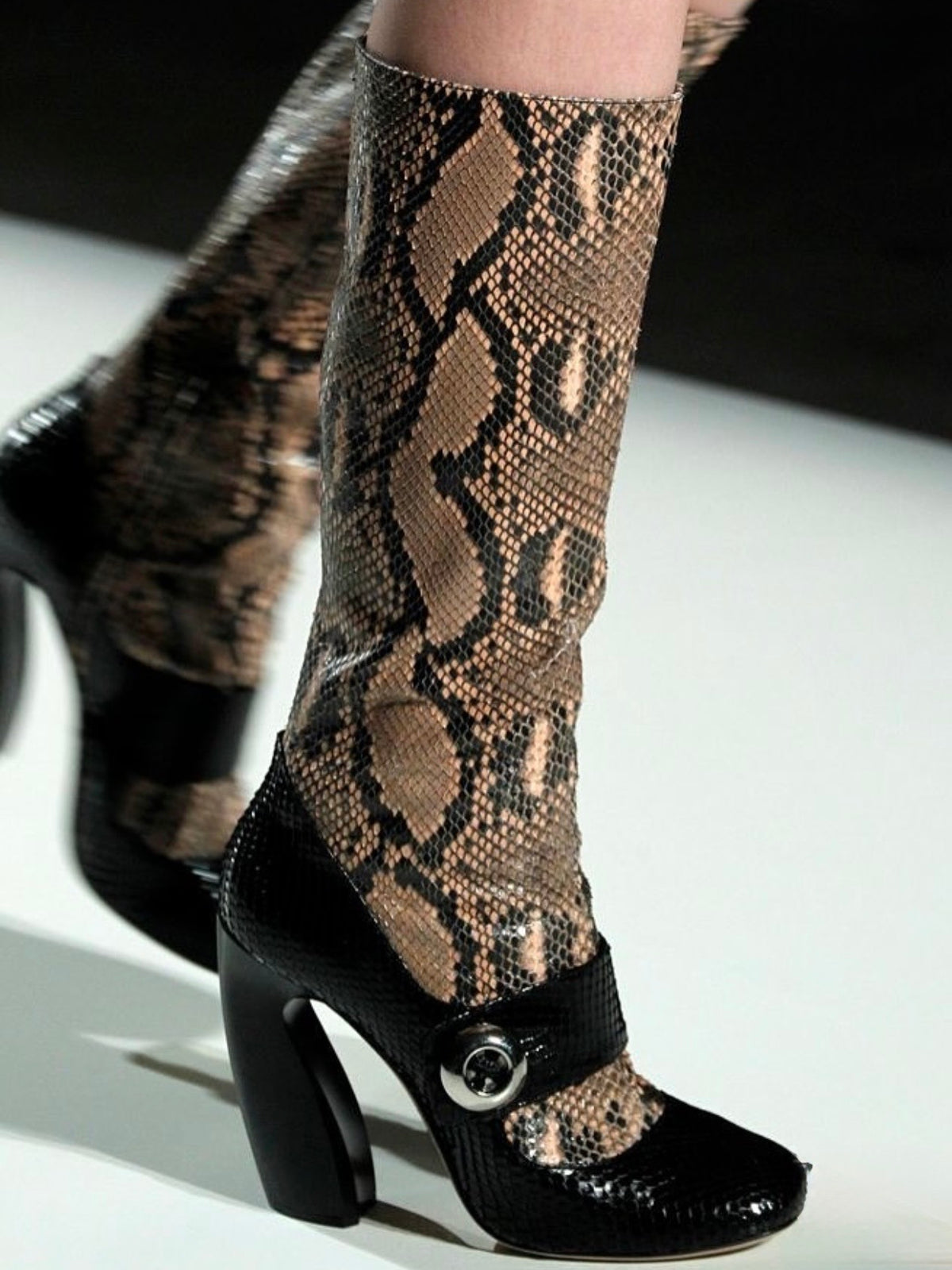 Prada SS 2011 Water Snake Black Python Boots - 38