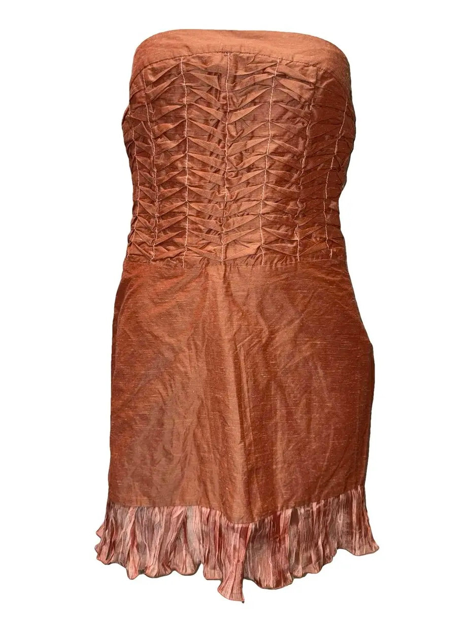 Alexander Mcqueen 1990s Pink Pleated Strapless Dress - S