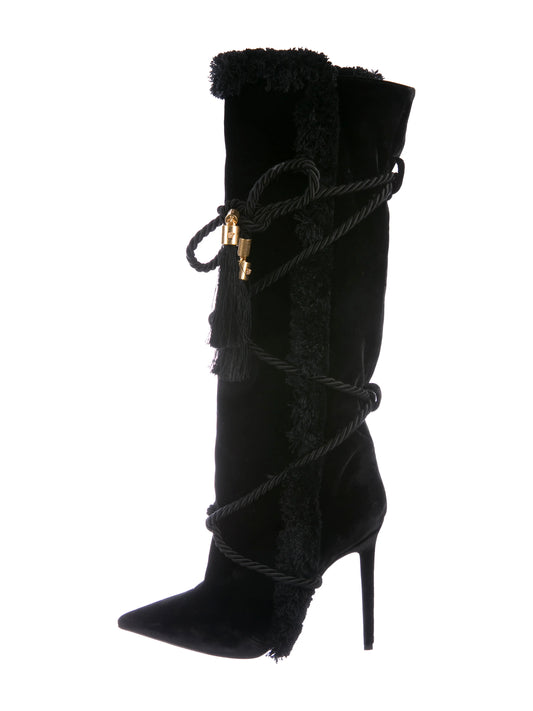 Versace Pillow Talk Velvet Rope Boots - 38 + 39
