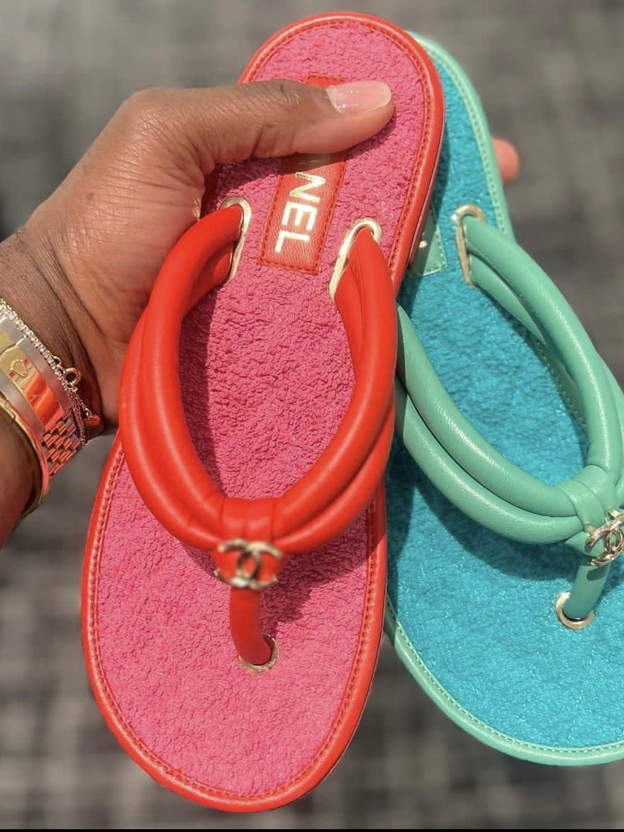 Chanel Terrycloth Flip Flop Sandals Pink - 39