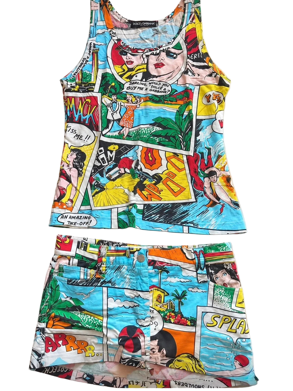 Dolce & Gabbana Comic Book Tank & Mini Skirt Set  - S