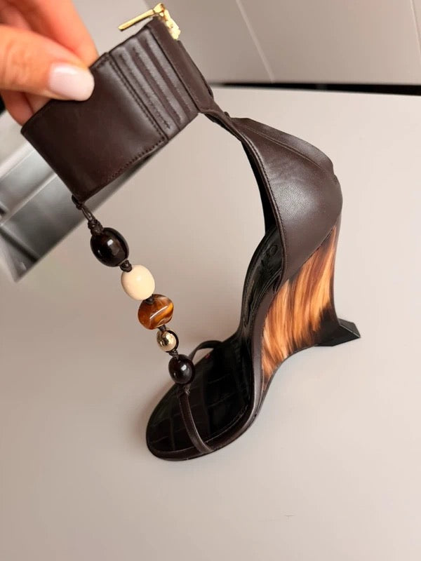 Ferragamo Beaded Wedge Heels - 38/39