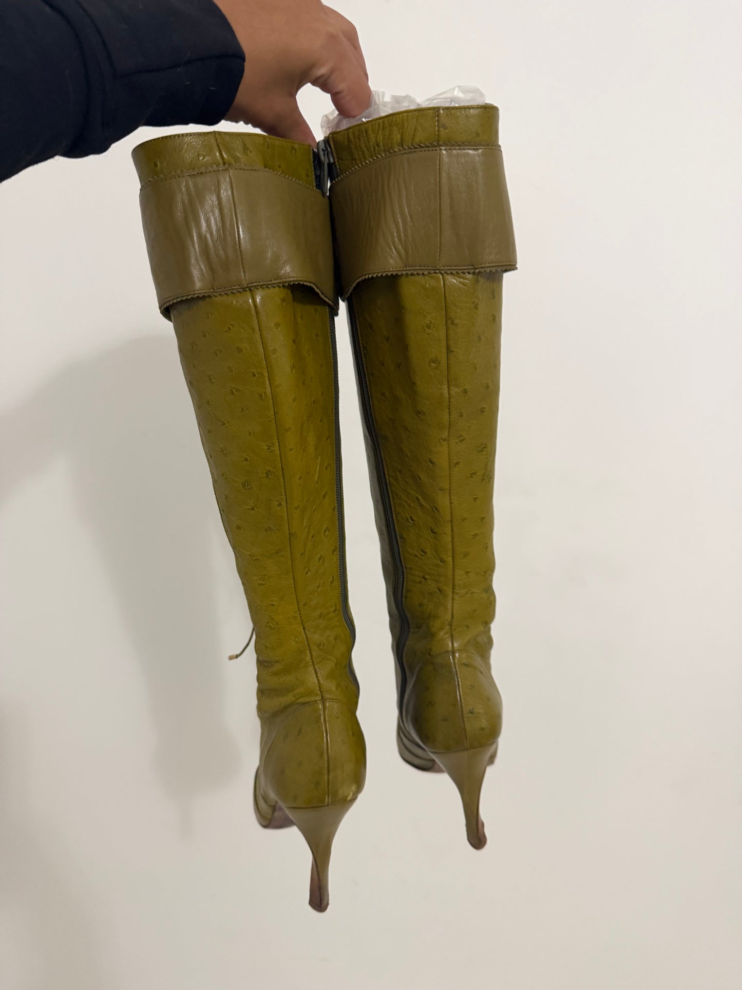 Dior Galliano Ostrich Leather CD Boots -  38