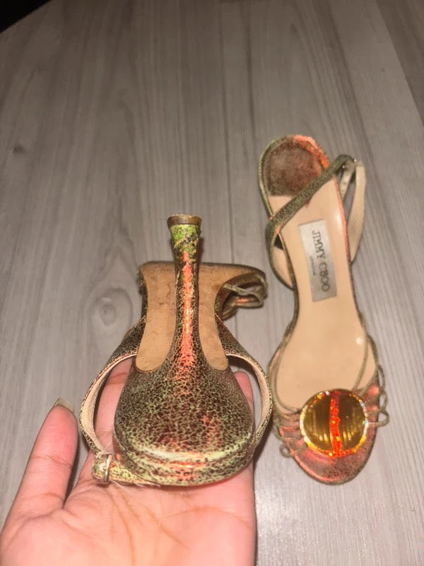 Jimmy Choo Golden Leather Heels - 37/37.5