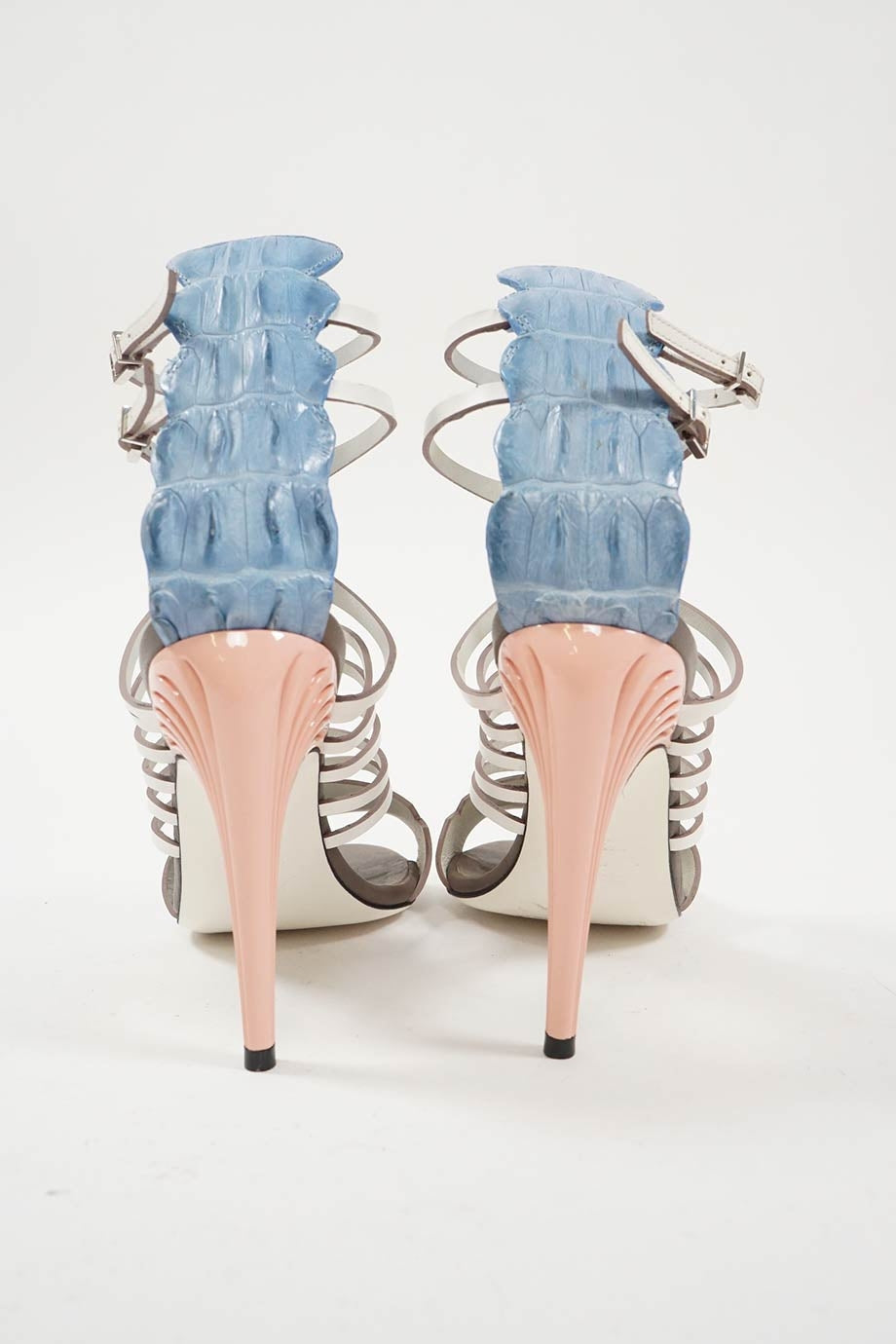 Fendi Crocodile Strip Gladiator Cage Heels Brand New - 41